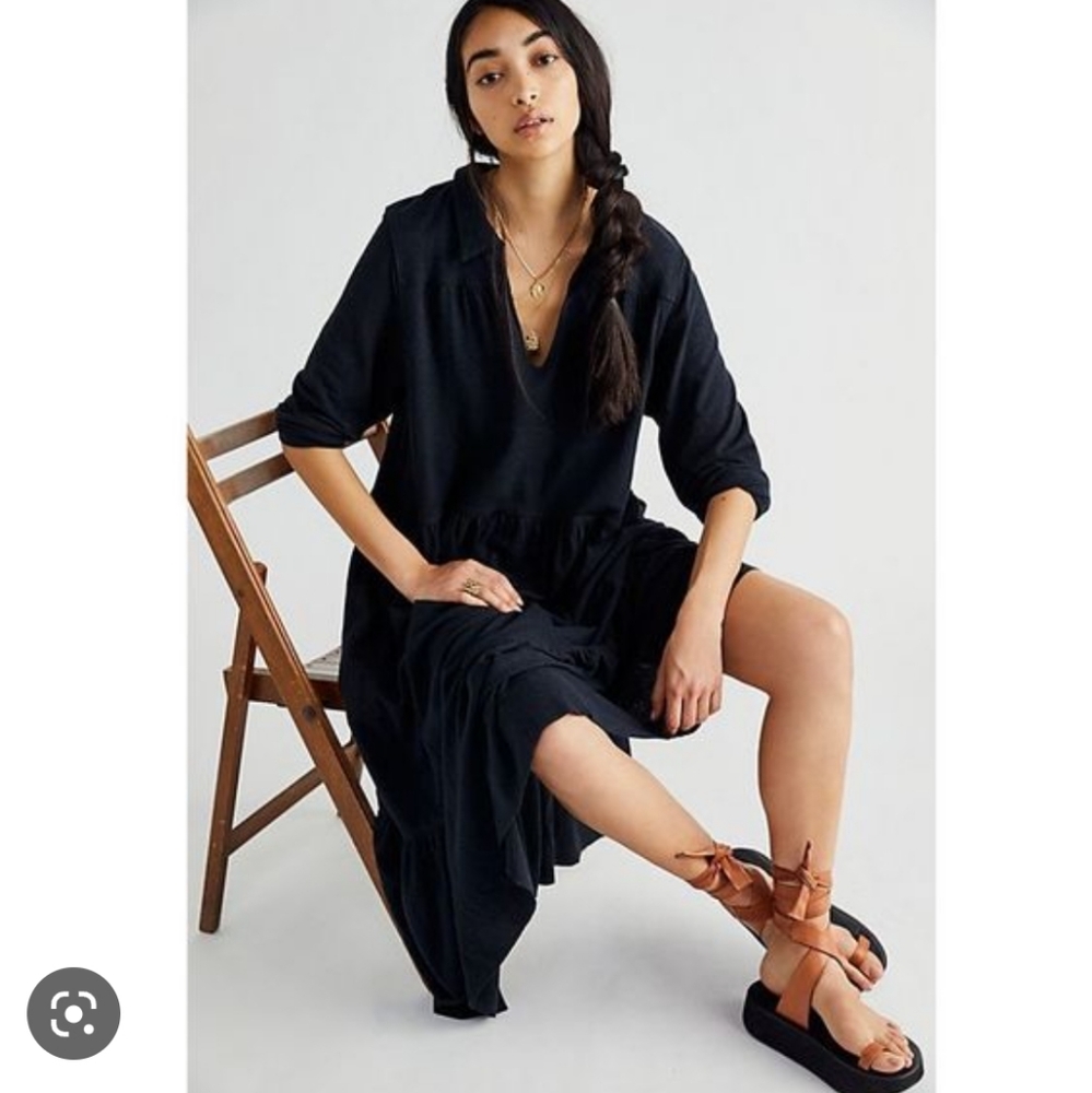 Free People FP Beach Moonlight Maxi Midi Dress Black